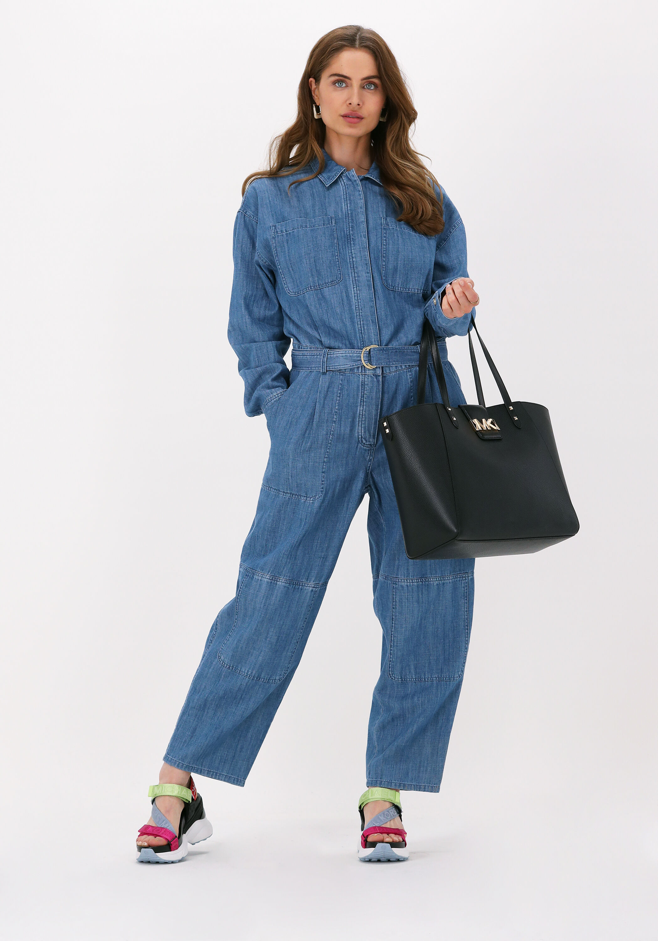 Blaue MICHAEL KORS Jumpsuit CHAMBRAY BELTED JUMPSUIT Omoda
