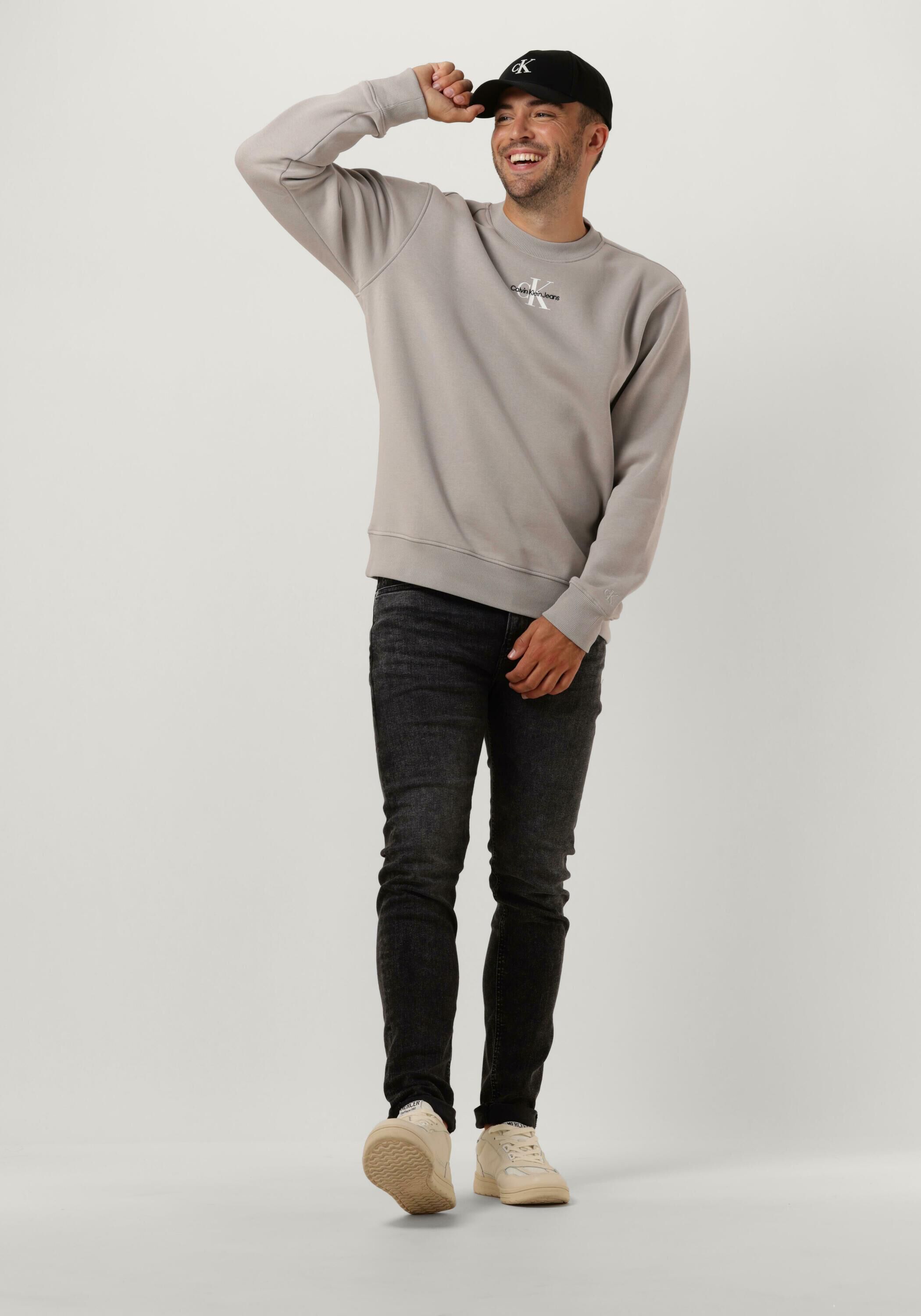 Graue CALVIN KLEIN Pullover MONOLOGO CREW NECK | Omoda