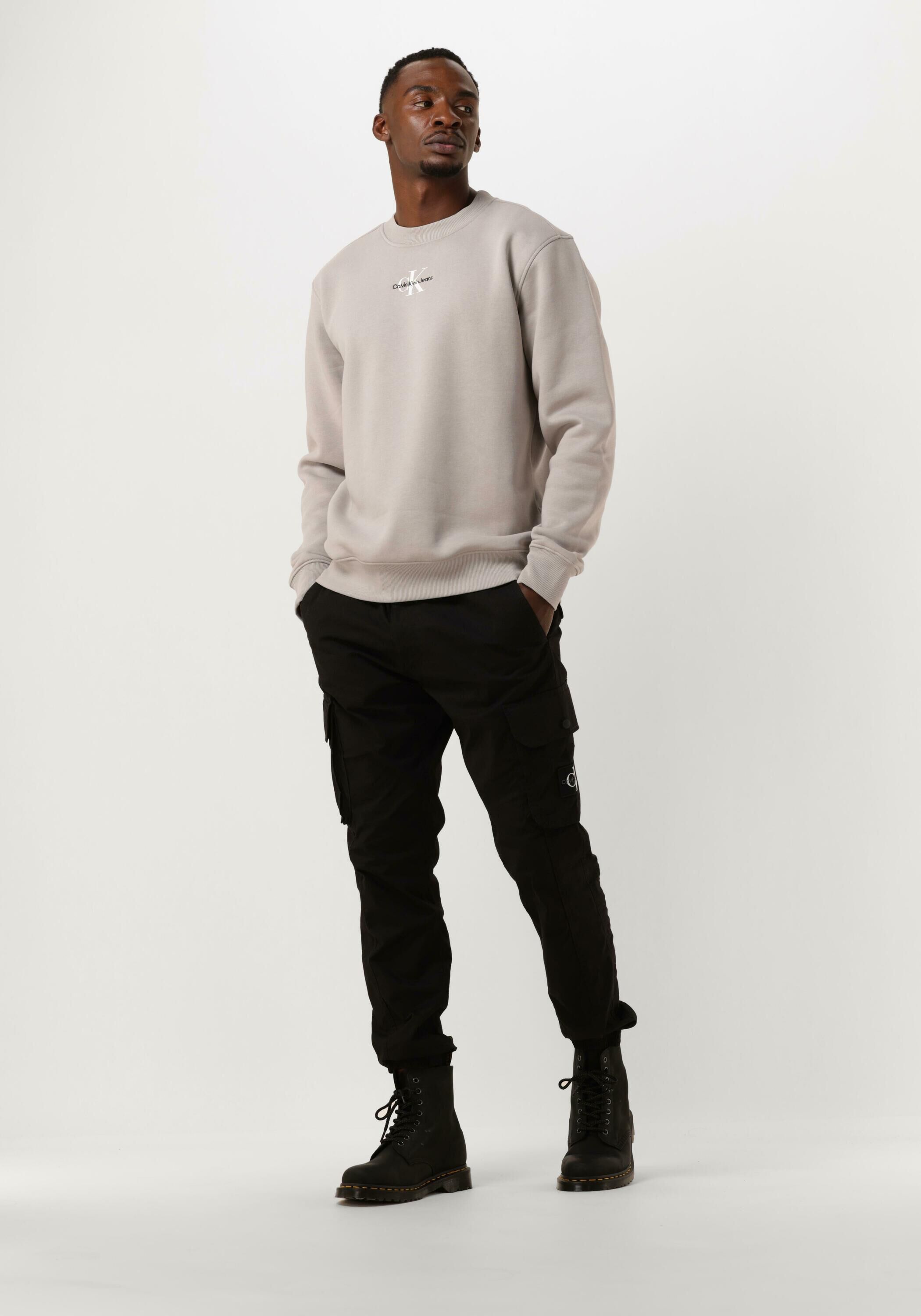 Graue CALVIN KLEIN Pullover MONOLOGO CREW NECK | Omoda