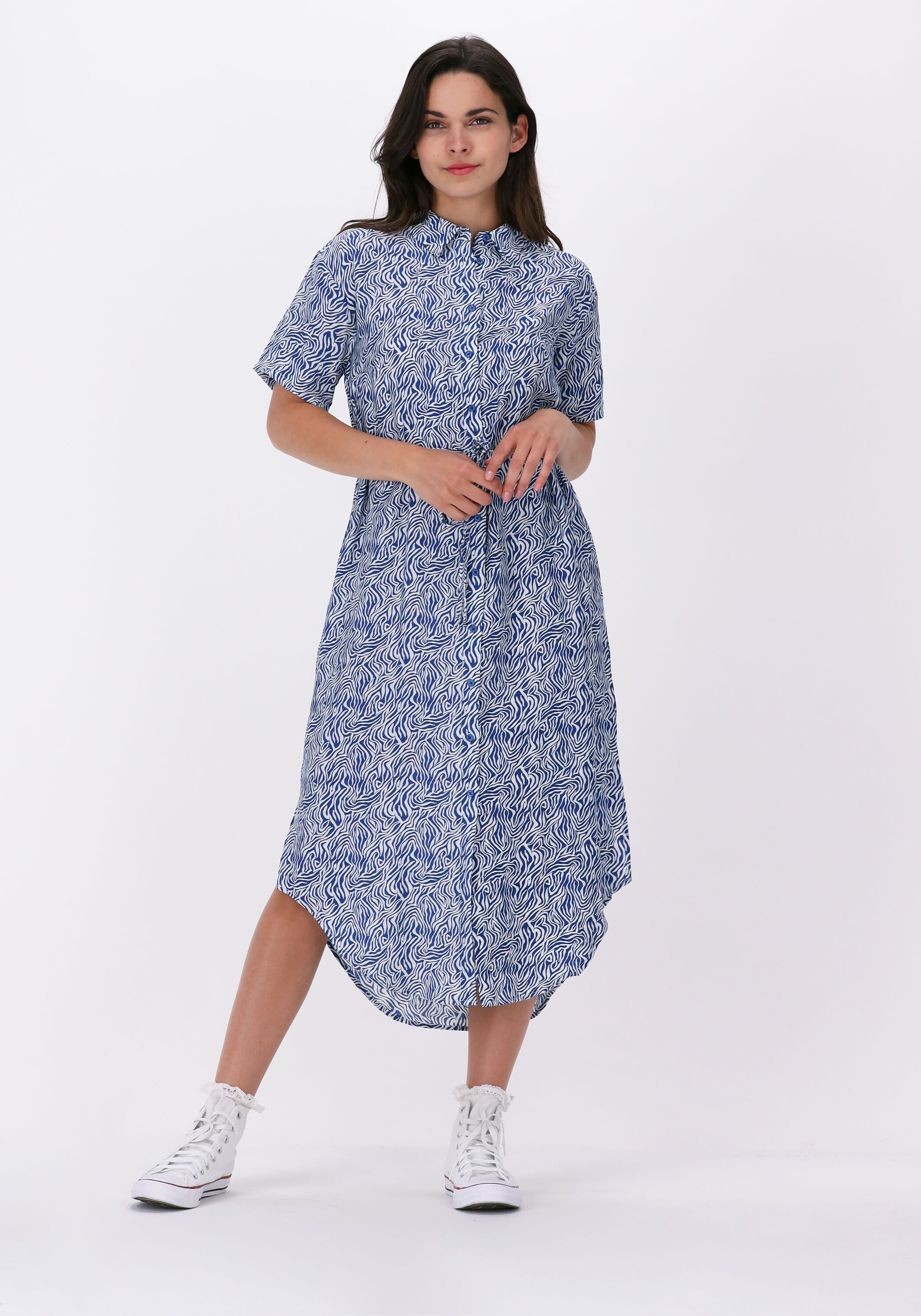 Blaue MSCH COPENHAGEN Midikleid ADALINE LADONNA SS SHIRT DRESS AOP 