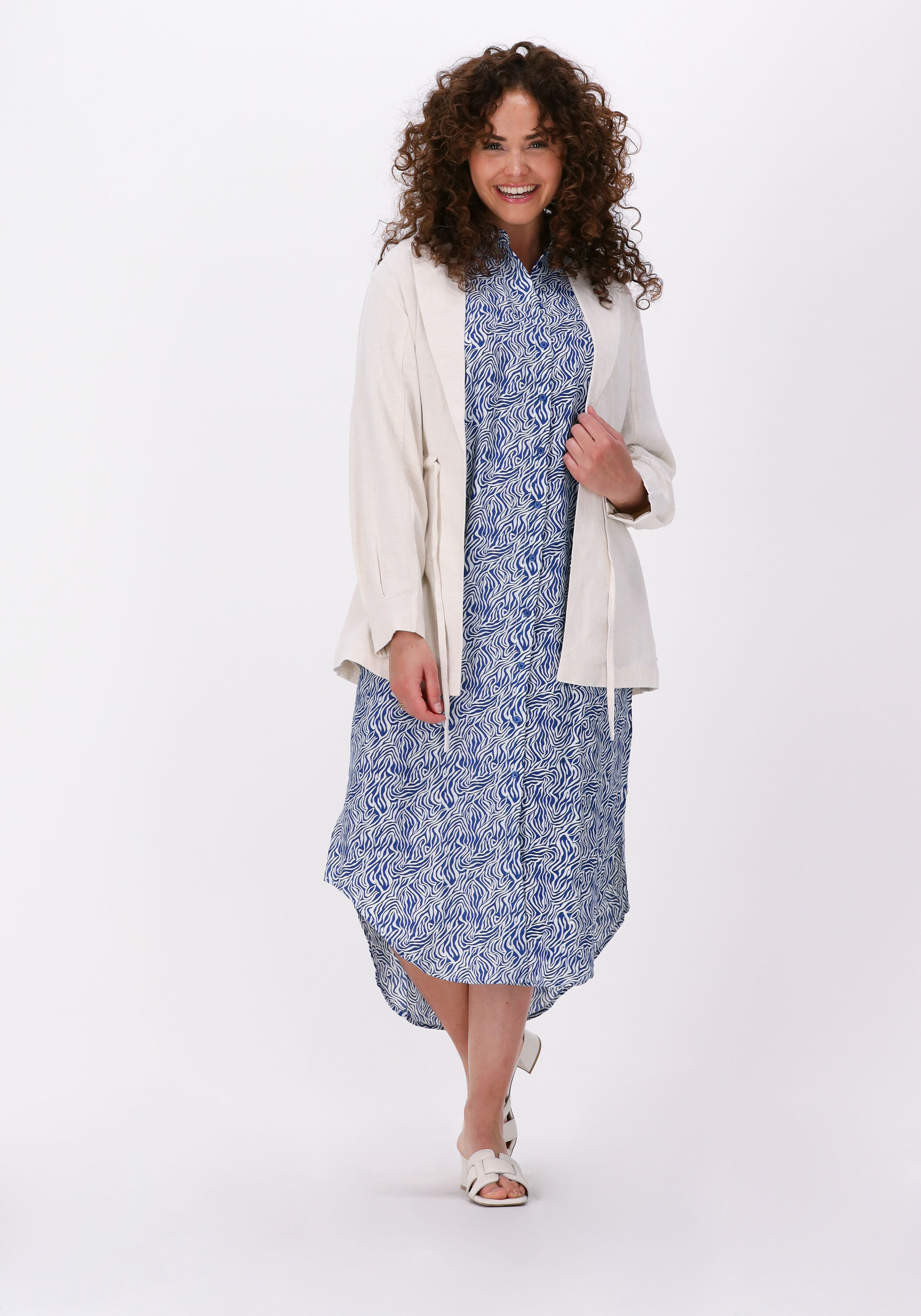 Blaue MSCH COPENHAGEN Midikleid ADALINE LADONNA SS SHIRT DRESS AOP 