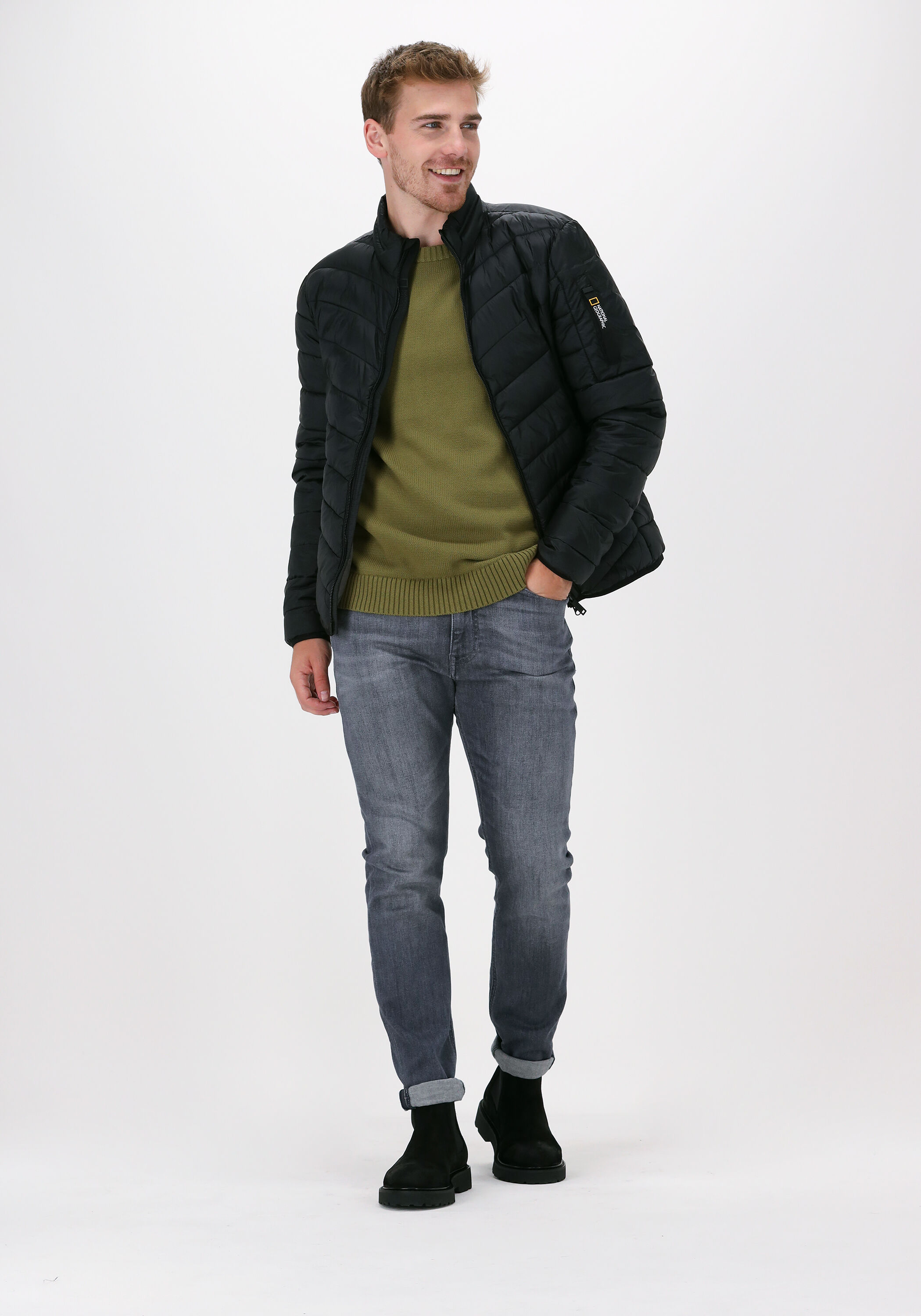 Schwarze NATIONAL GEOGRAPHIC Wattierte Jack JACKET WITH FILLER | Omoda 