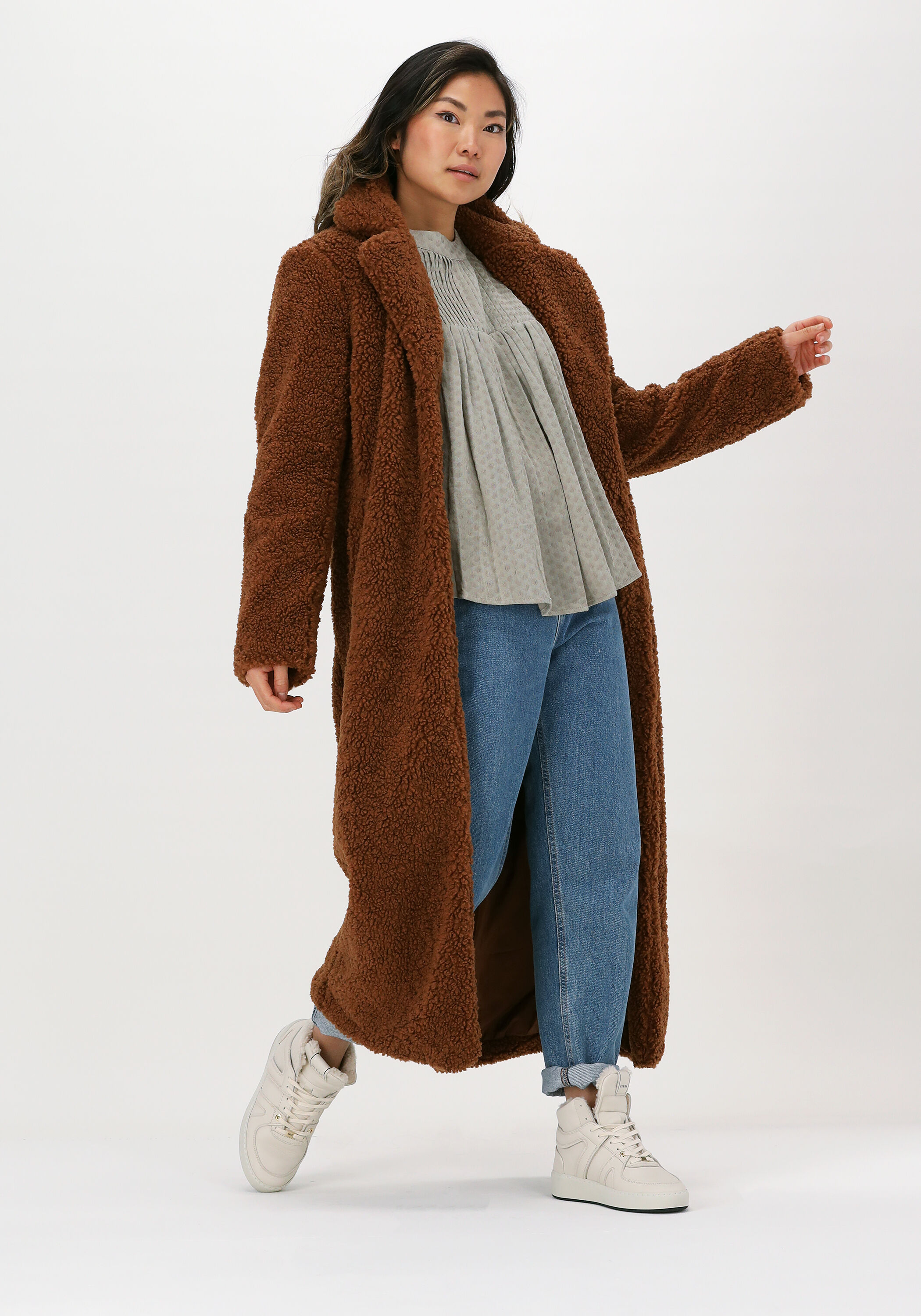 Braune NA-KD Teddy-Jacke OVERSIZED TEDDY COAT | Omoda