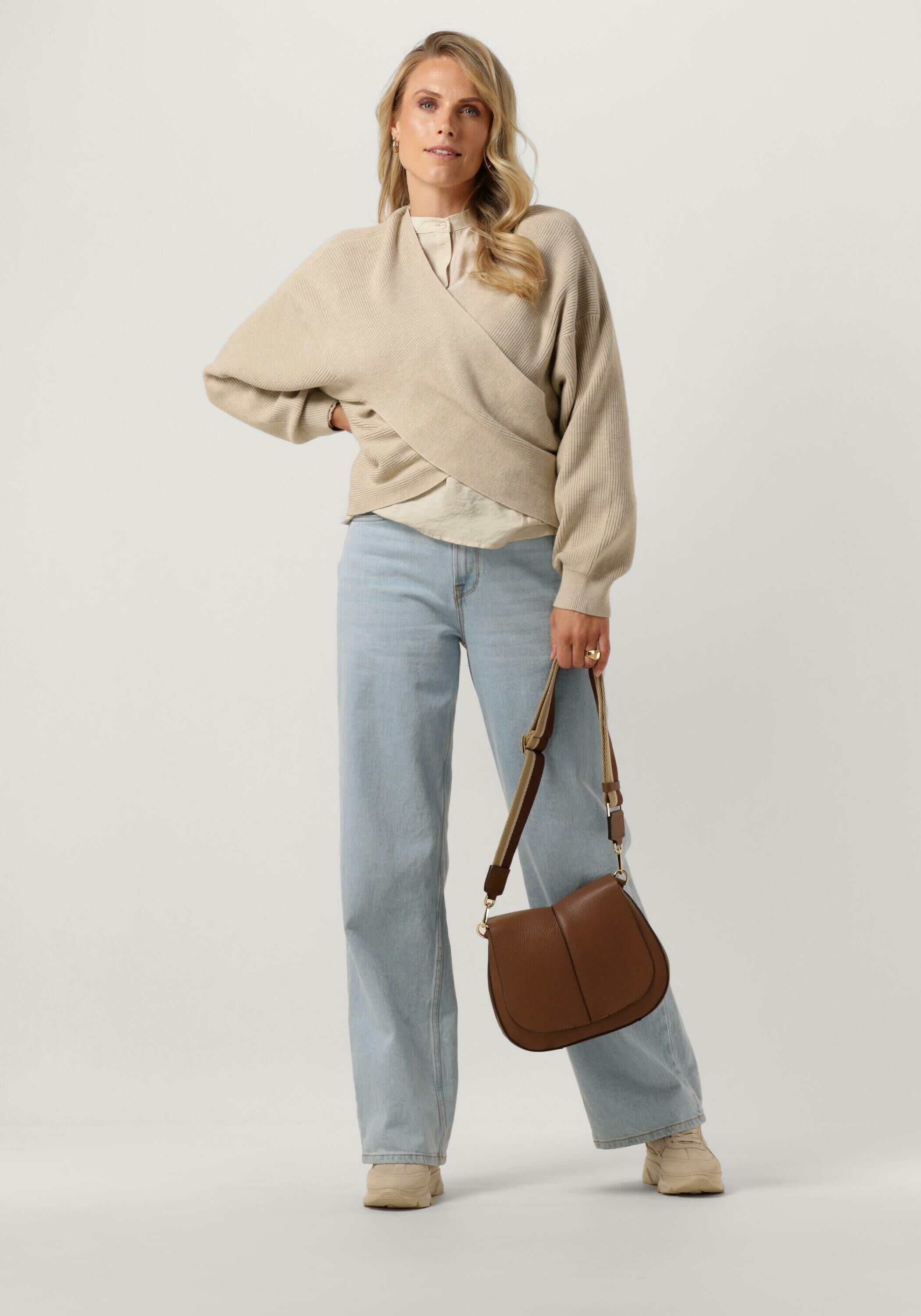 Beige MSCH COPENHAGEN Pullover MSCHZINELLE RACHELLE WRAP PULLOVER 