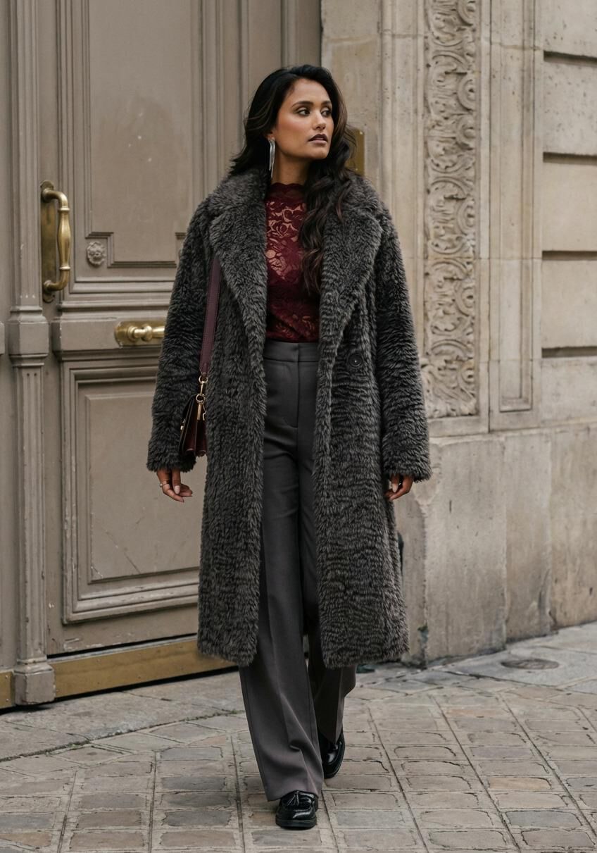 Graue STAND STUDIO Fake-Fur-Jack NICOLE COAT | Omoda