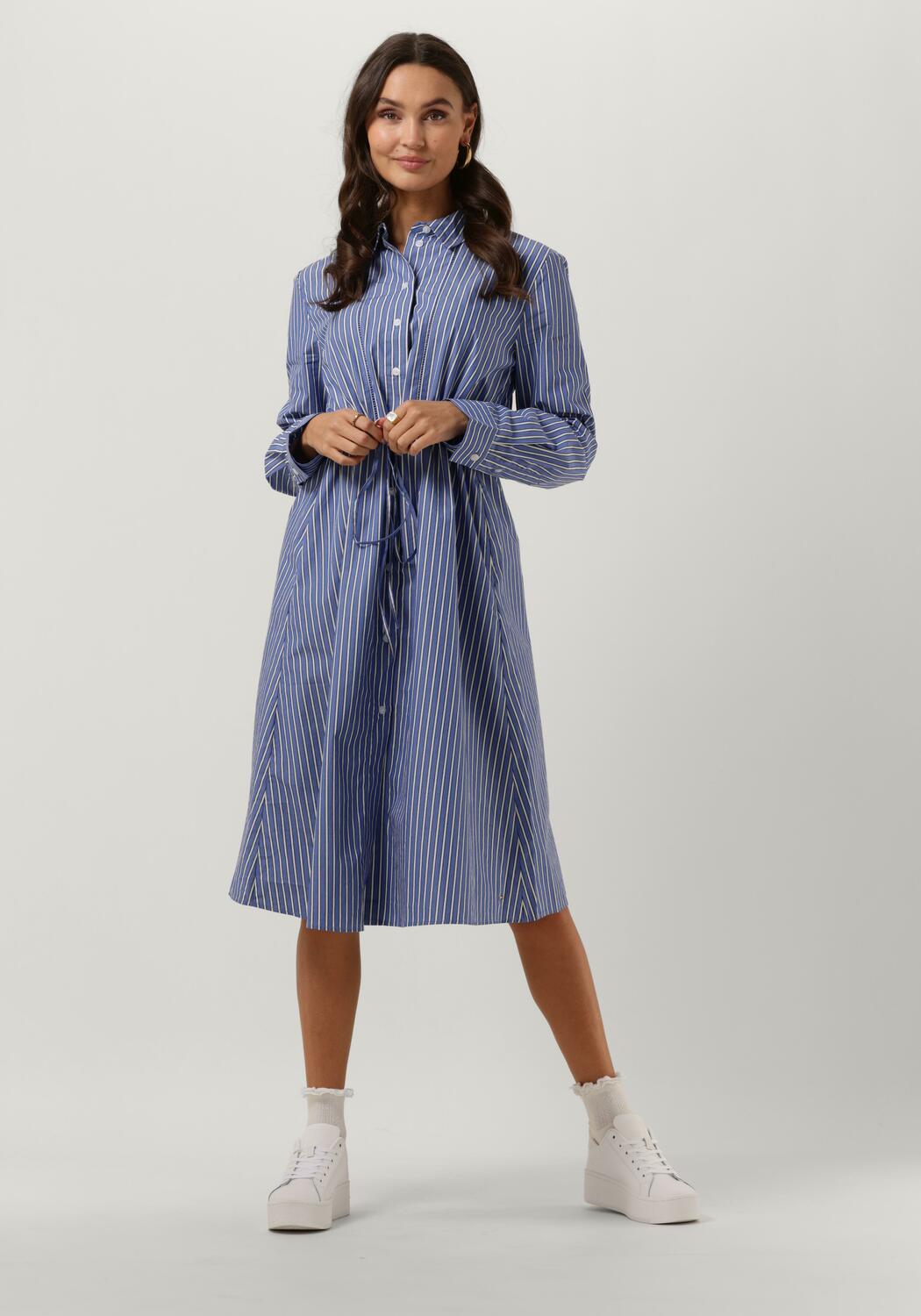 Blau/weiß gestreift TOMMY HILFIGER Midikleid ORG CO STRIPE MIDI SHIRT DRESS  | Omoda