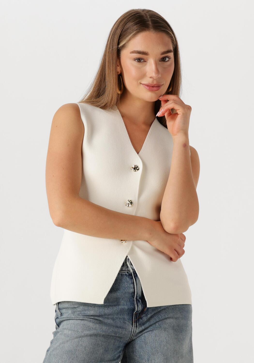 NEO NOIR Kylie Structure Waistcoat Off White