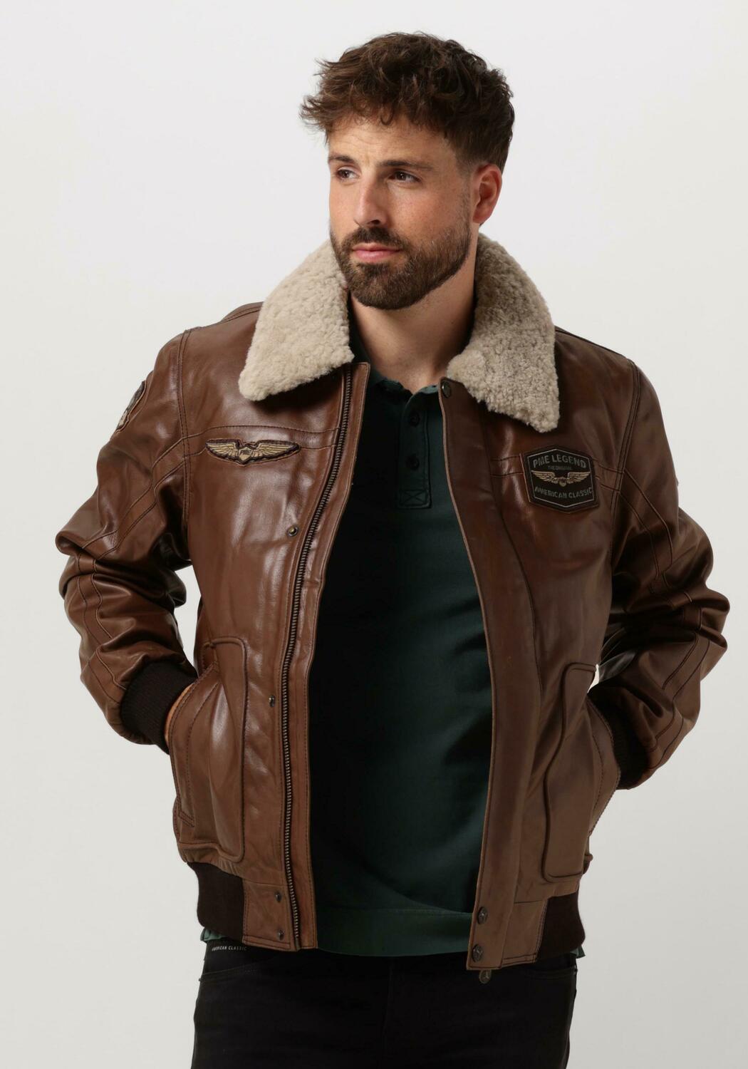 Braune PME LEGEND Lederjack BOMBER JACKET HUDSON BUFF LEATHER Omoda