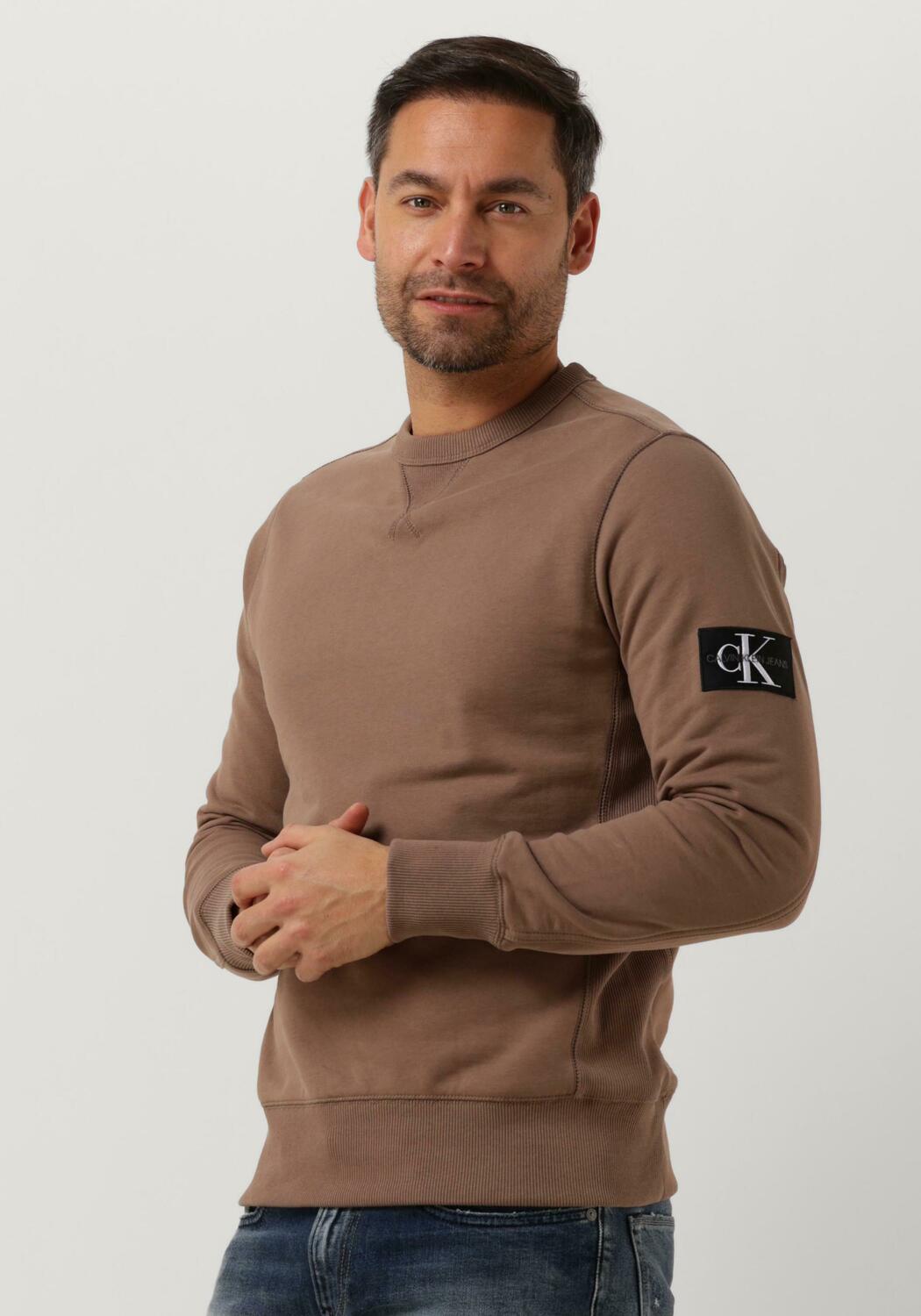 Braune CALVIN KLEIN Pullover MONOLOGO SLEEVE BADGE CN | Omoda