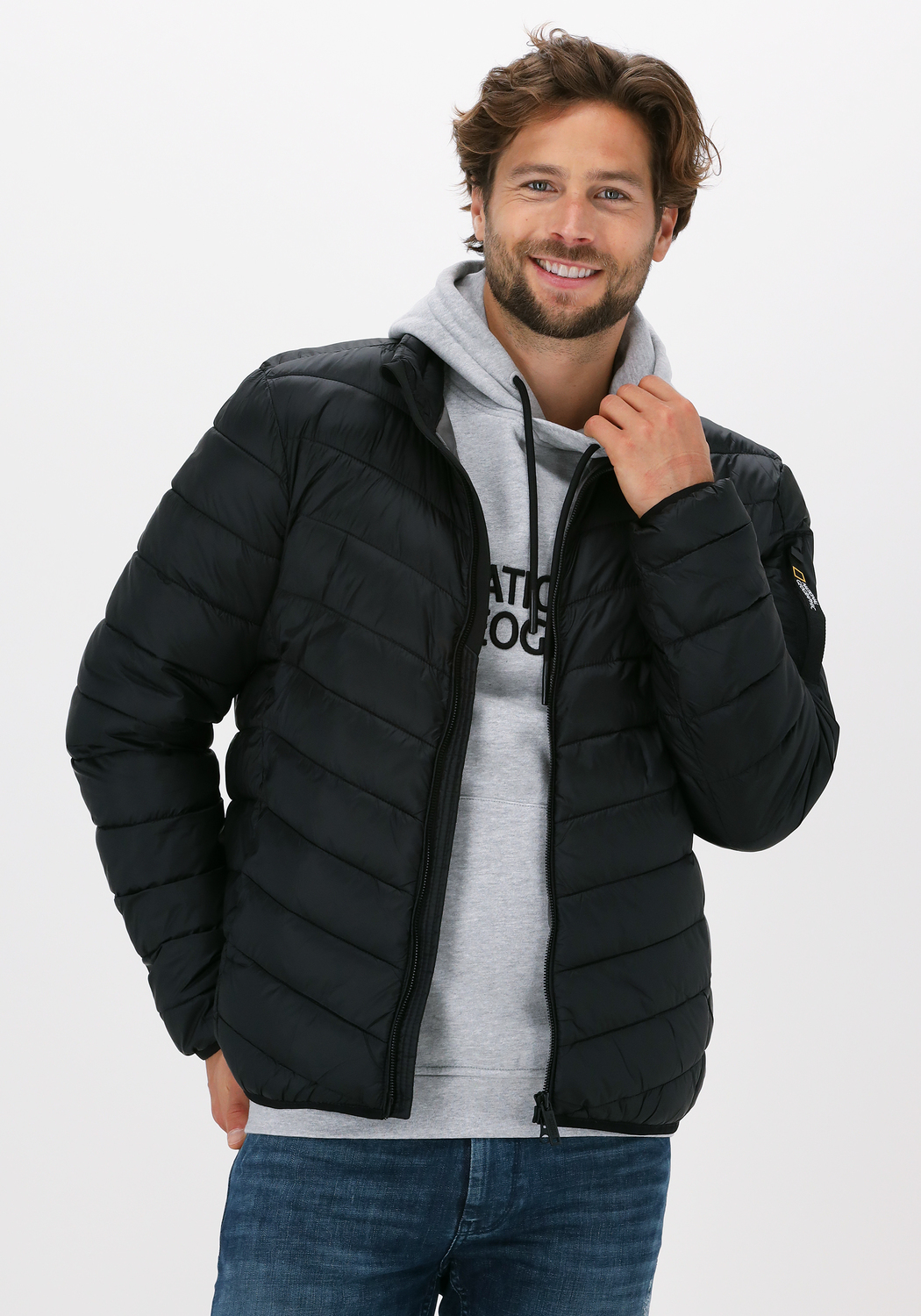 Schwarze NATIONAL GEOGRAPHIC Wattierte Jack JACKET WITH FILLER | Omoda 